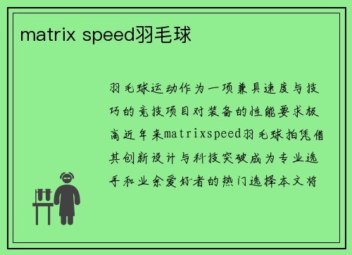 matrix speed羽毛球